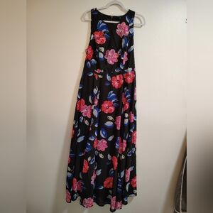 Torrid Black Dress with Pink and Blue Floral Design